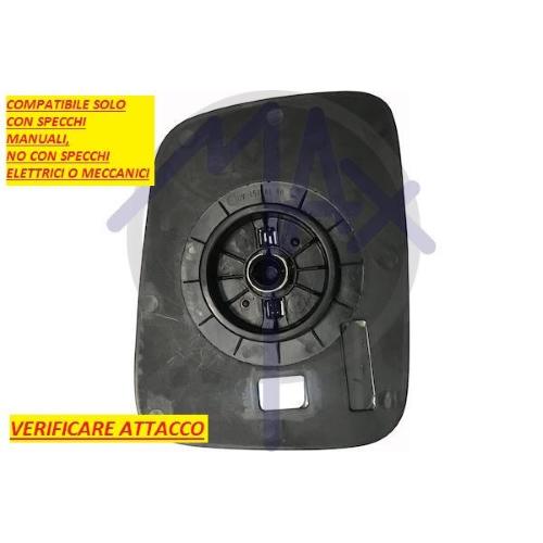 VETRO SPECCHIO RETROVISORE VOLKSWAGEN TRANSPORTER DAL 1990 T4 DESTRO CON PIASTRA (MODELLO MANUALE)