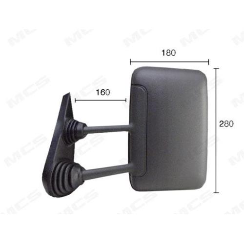 SPECCHIO RETROVISORE MANUALE IVECO DAILY DAL 1989 AL 1999 DESTRO NERO BRACCIO LUNGO