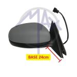 SPECCHIO RETROVISORE ELETTRICO SKODA FABIA DAL 2007 AL 2015 DESTRO VERNICIABILE TERMICO BASE 24cm