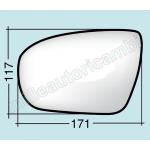 VETRO SPECCHIO RETROVISORE PER HYUNDAI I20 DAL 2015 SINISTRO NUDO ADESIVO