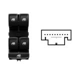 INTERRUTTORE ALZAVETRO PER SKODA FABIA 2018-2021 ALZACRISTALLI PORTA ANTERIORE SX NERO/BIANCO 4 INTERRUTTORI 10 PIN