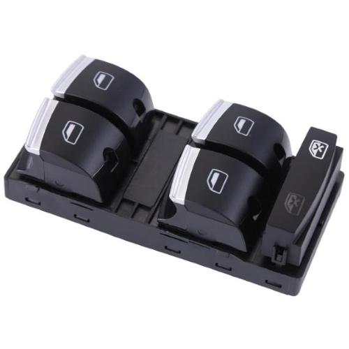 INTERRUTTORE ALZAVETRO PER AUDI Q7 2005-2015 PORTA ANTERIORE SX NERO/CROMO 4 INTERRUTTORI 10 PIN