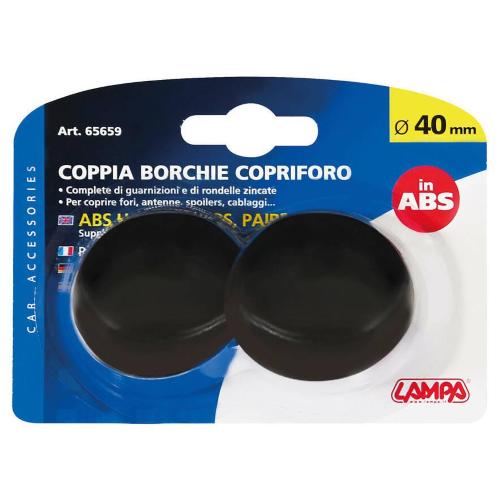 TAPPO COPRIFORO Ø 40 mm ELIMINA TERGI LUNOTTO - ANTENNA - IN ABS - COPPIA 2 PEZZI