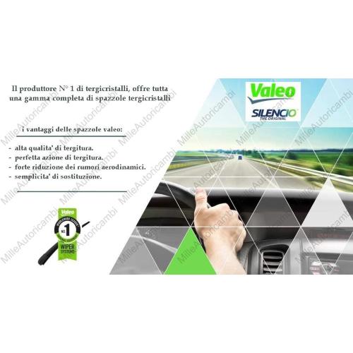 VF836 KIT SPAZZOLE TERGICRISTALLI VALEO SILENCIO FLAT BLADE (MM 600+500)