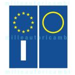 2 FREGIO ADESIVO PER TARGA EURO ITALIA BLU (COPPIA ADESIVI PER 1 TARGA)