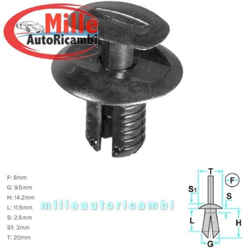 MOLLA MOLLETTE VW UP/SEAT MII/SKODA CITIGO FISSAGGIO LOCARO RIPARO PASSARUOTA CLIP TAPPO
