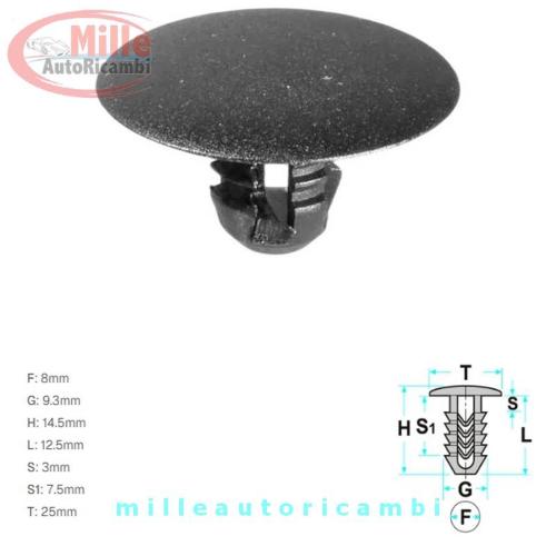MOLLA FORD FIESTA/ VARIE APPLICAZIONI TAPPO PER IMBOTTITURA COFANO FELTRO CLIP RIVESTIMENTI INTERNI