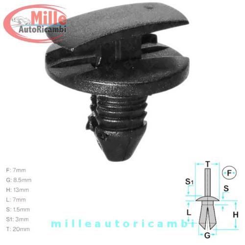 MOLLA TAPPO PEUGEOT 206/307 PASSARUOTA E RIPARI MOTORE CLIP