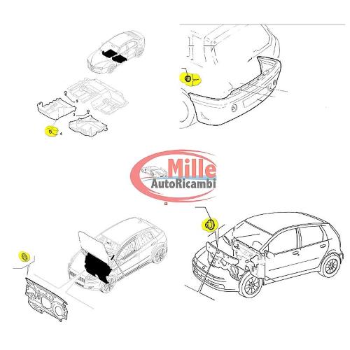 MOLLA FIAT/LANCIA/ALFA ROMEO/JEEP TAPPO IMBOTTITURA COFANO MOTORE E FELTRO ISOLANTE  RIVESTIMENTI E TAPPETI INTERNI