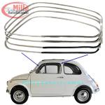 CORNICI RASCHIAVETRO PORTE PER FIAT 500 F-L-R COMPLETI RASCHIAVETRO (KIT 2 PORTE) ALLUMINIO CON VELLUTO