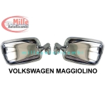 COPPIA SPECCHIETTI RETROVISORI MANUALI PER VOLKSWAGEN BEETLE - MAGGIOLINO DAL 1938 AL 1986 DX+SX CROMATO