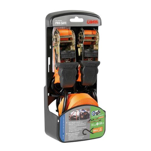 SET 2 NASTRI TENSORI 25MM 400DAN A CRICCHETTO CON IMPUGNATURE GOMMATE