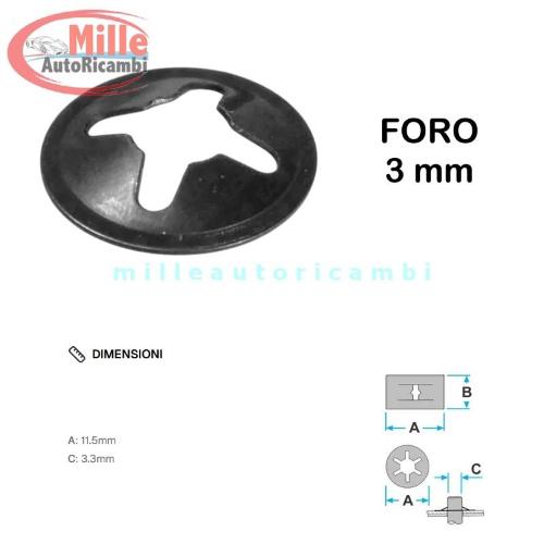 PIASTRINA GRAFFETTA ACCIAIO TONDA FORO 3 MM