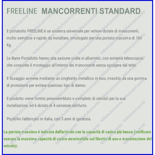BARRE PORTATUTTO FREELINE S.W. ALLUMINIO PER RAILS STANDARD ALTI TELESCOPICA 100-130 CM GV GREEN VALLEY