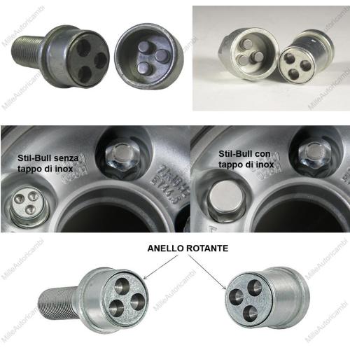 SET 4 BULLONI ANTIFURTO STILL BULL FARAD PER RUOTE MODELLO DC4 (ELIMINAZIONE)