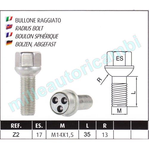 SET 4 BULLONI ANTIFURTO STILL BULL FARAD PER RUOTE MODELLO Z2 M14X1,5 35MM