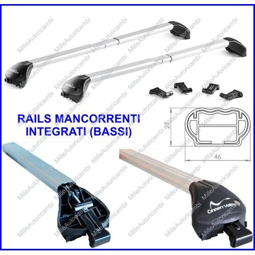 BARRE PORTATUTTO FREELINE S.W. ALLUMINIO PER RAILS INTEGRATI BASSI + KIT SPECIFICO GREEN VALLEY