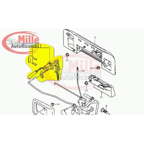 BLOCCHETTO COFANO POSTERIORE SUZUKI GRAN VITARA DAL 1998 AL 2005 CON BLOCCHETTO CHIAVE