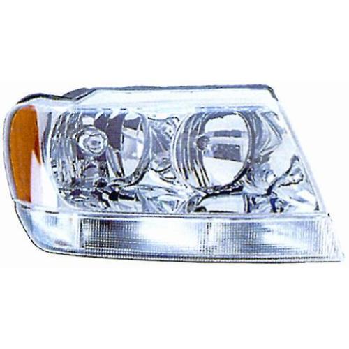 FARO FANALE PROIETTORE SX HB3-HB4 PRED REG ELETT PER JEEP GRAND CHEROKEE 1999>2004 PARABOLA CROMATA