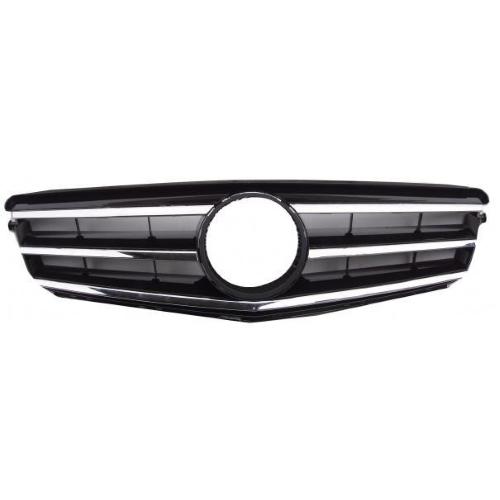 GRIGLIA MASCHERINA CROMATA-NERA LOGO GRANDE PER MERCEDES CLASSE C W204 06/07>AVANTG