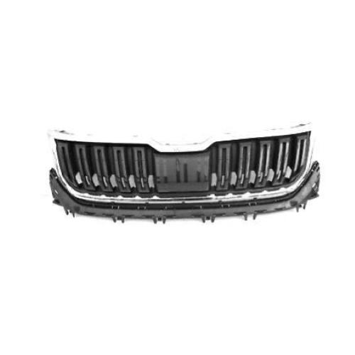 GRIGLIA MASCHERINA NERA C/CORNICE CROMATA PER SKODA KODIAQ DAL 2017>