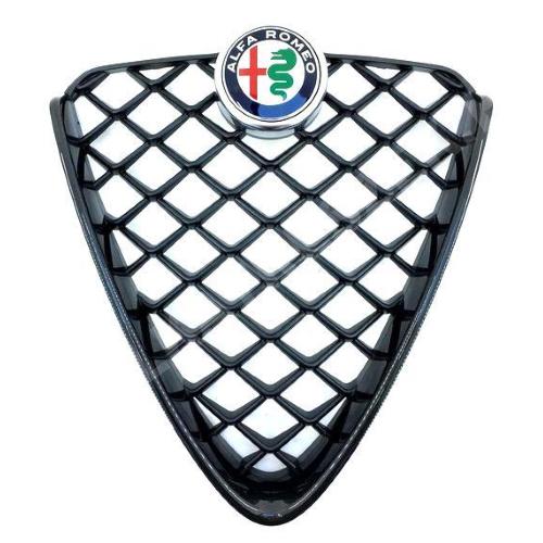 GRIGLIA MASCHERINA C/CORNICE NERA LUCIDA PER ALFA GIULIA 2016> QUADRIFOGLIO