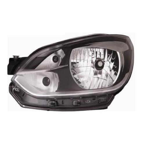 FARO FANALE PROIETTORE DX H4 PRED REG ELET PER VOLKSWAGEN UP 2012> PARABOLA NERA BORDO CROMATO