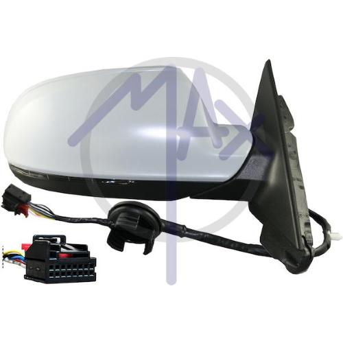 SPECCHIO RETROVISORE ELETTRICO AUDI A3 10>12 DESTRO VERNICIABILE C/FANA ASFERICO CROMATO TERMICO 8PIN 5PORTE