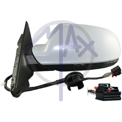 SPECCHIO RETROVISORE ELETTRICO AUDI A3 10>12 SINISTRO VERNICIABILE C/FANA RIPIEG ELET ASFERICO CROMATO TERMICO 10PIN 5PORTE