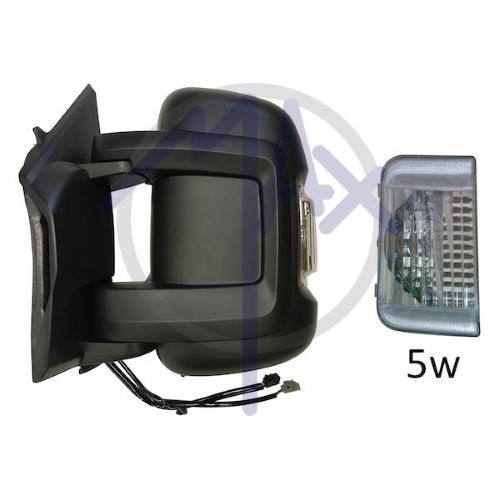 SPECCHIO RETROVISORE ELETTRICO CITROEN JUMPER 06 - FIAT DUCATO 06 - PEUGEOT BOXER 06 SX NERO FREC BIANC SENSOR RIPIEGAB TERM 12PIN(DOPP VETRO BRACC CORTO)5W