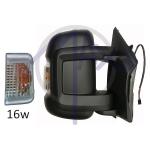 SPECCHIO RETROVISORE ELETTRICO CITROEN JUMPER 06 - FIAT DUCATO 06 - PEUGEOT BOXER 06 DX NERO FREC AMBR TERM (DOPP VETRO BRACC CORTO) 16W
