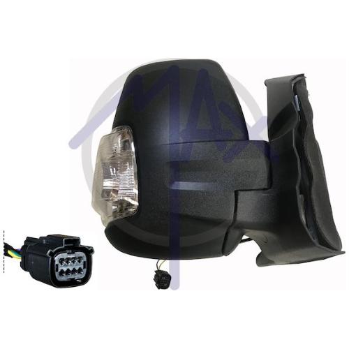 SPECCHIO RETROVISORE MANUALE FORD TRANSIT 14>20 DX NERO FANA BIANCO (DOPP VETRO BRAC CORTO)5W
