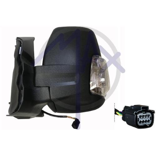 SPECCHIO RETROVISORE ELETTRICO FORD TRANSIT 14>20 SX NERO FANA BIANC (DOPP VETRO BRAC CORTO)5W