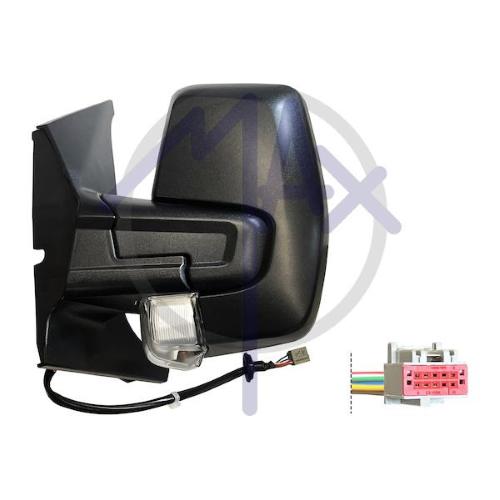 SPECCHIO RETROVISORE ELETTRICO FORD TRANSIT/TOURNEO CUSTOM 18 SX NERO FANA 6 PIN (DOPPIO VETRO)