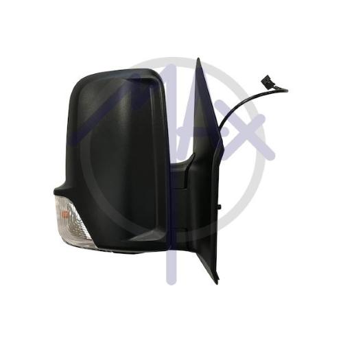 SPECCHIO RETROVISORE MANUALE MERCEDES SPRINTER 09>19 - VOLKSWAGEN CRAFTER 06>17 DX NERO FANA 2 PIN(DOPPIO VETRO CAVO LUNGO)16W