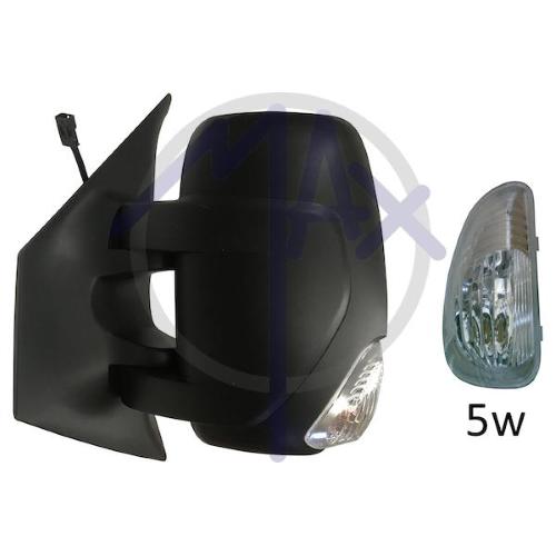 SPECCHIO RETROVISORE MANUALE NISSAN NV400 11 - OPEL MOVANO 10>21 - RENAULT MASTER 10 SX NERO FANA BIANC(DOPPIO VETRO)5W