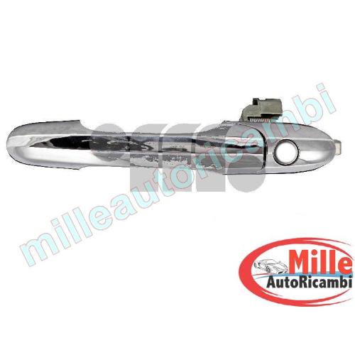 MANIGLIA PORTA ESTERNA ANT SX PER FIAT 500 2007-2015 CROMATA C/FORO BLOCCHETTO CHIAVE