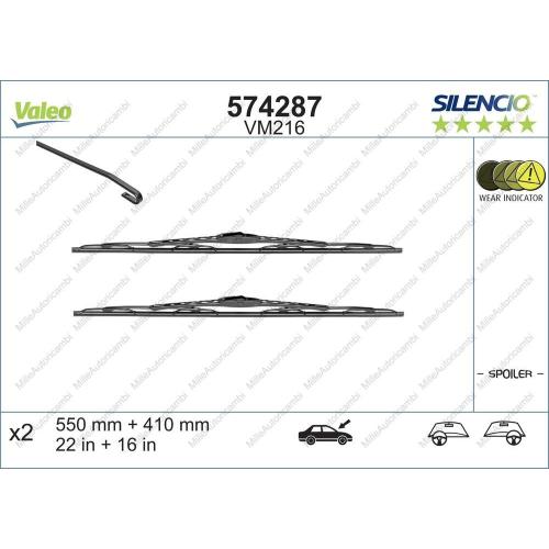 VM216 KIT SPAZZOLE TERGICRISTALLI ALFA ROMEO 147'00 'VM216' VALEO SILENCIO (SOSTIT 550+410)