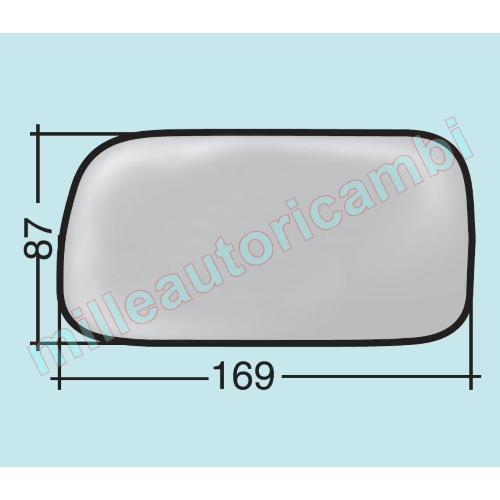 VETRO SPECCHIO RETROVISORE NISSAN PRIMERA DAL 1990 AL 1995 DESTRO CON PIASTRA