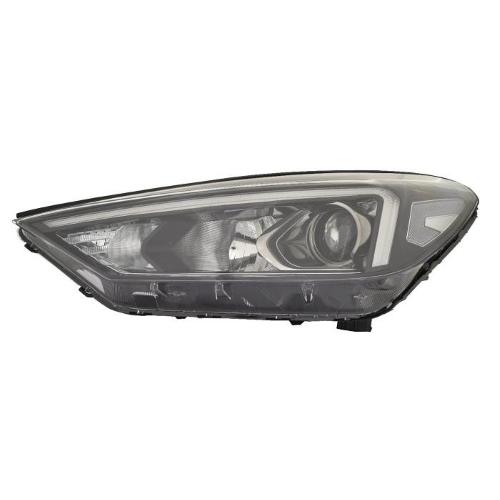 FARO FANALE PROIETTORE DX H7+HB3 HYUNDAI TUCSON DA 2018 PARABOLA NERA LUCE DIURNA A LED C/MOTORE