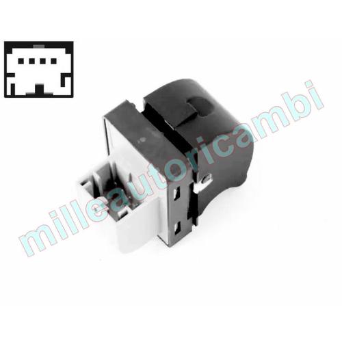 INTERRUTTORE ALZAVETRO PER AUDI A4'04-07/R8/TT'06 SEAT EXEO PORTA ANT.DX/POST.SX=DX, NERO COLORE NERO/BIANCO,4 PIN