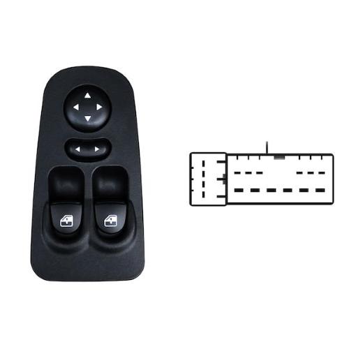 INTERRUTTORE ALZAVETRO PER LANCIA YPSILON 3 PORTE 2003-2011  PORTA SX 2 INTERRUTTORI,RETROVISORI ELETTRICI 16 PIN