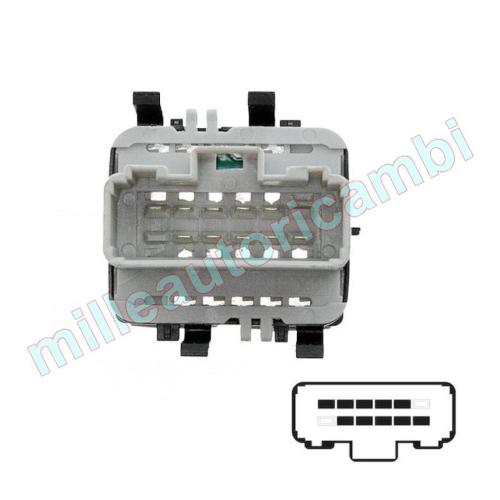 INTERRUTTORE ALZAVETRO PER RENAULT LAGUNA'01-07/MEGANE'06/SCENIC'03 PORTA ANTERIORE SX,ALZAVETRO PER COMFORT,2 10 PIN,CONNETTORE GRIGIO