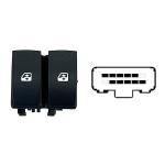 INTERRUTTORE ALZAVETRO PER RENAULT KANGOO 2008-2013 - MASTER'10>/21> PORTA ANT. SX,FUNZIONE ANTIPINCH,2 INTERRUTTORI 10 PIN,CONNETTORE NERO