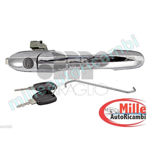 MANIGLIA PORTA ESTERNA DX PER FIAT 500 DAL 2007 CON BLOCCHETTO CHIAVE CROMATA