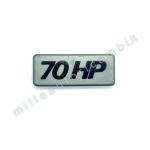 FREGIO LOGO ANTERIORE FIAT 127 SPORT SU GRIGLIA SIGLA "70 HP" GRIGIO G1