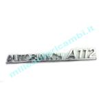 FREGIO LOGO POSTERIORE AUTOBIANCHI A112 "AUTOBIANCHI A112" IN ALLUMINIO LUCIDO G1