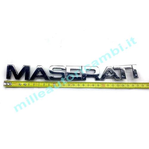 FREGIO LOGO POSTERIORE MASERATI X BITURBO ACCIAIO (DIFETTO) USATO OCCASIONE G1